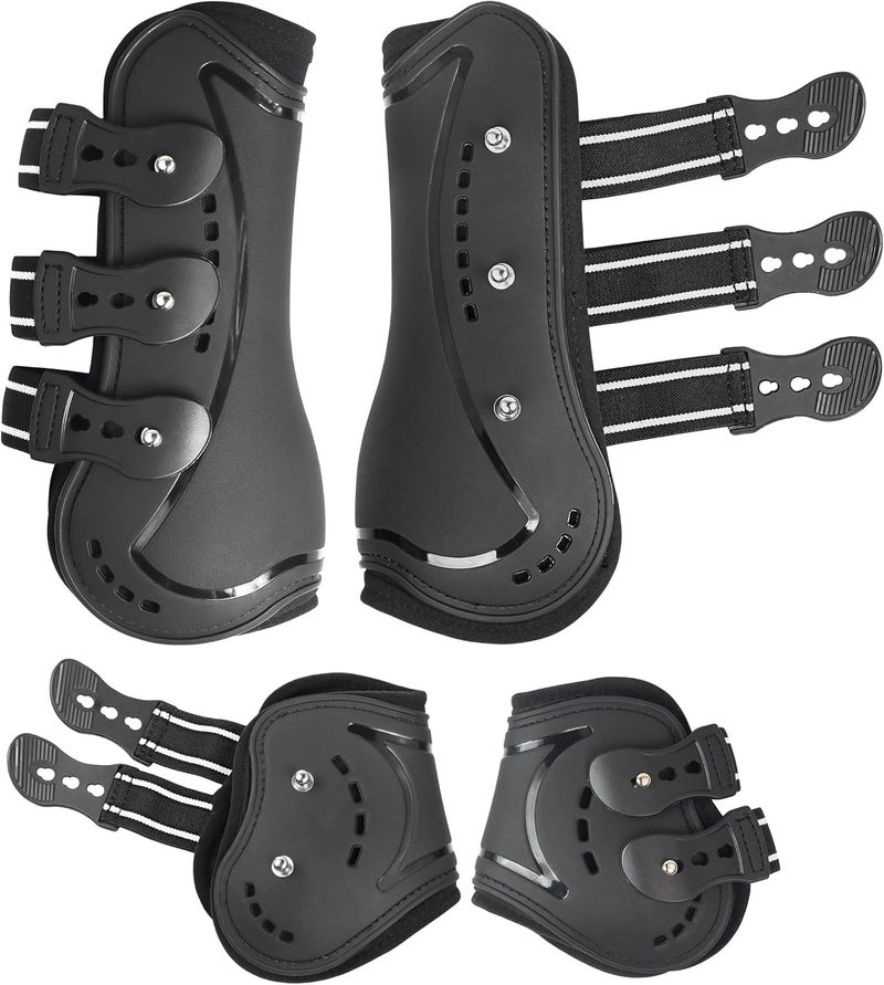 HackFond Horse Tendon Boots, Fetlock Boots & Open Front Boots for Jumping, Set of 4, Horse Protection Leg Guard - Image 1